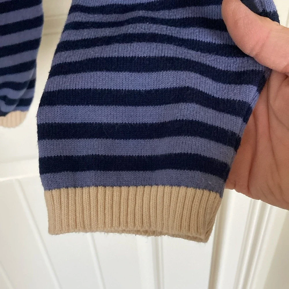 Lillusory‎ Womens Pullover Crew Neck Striped Nautical Sweater Size M Blue Cream